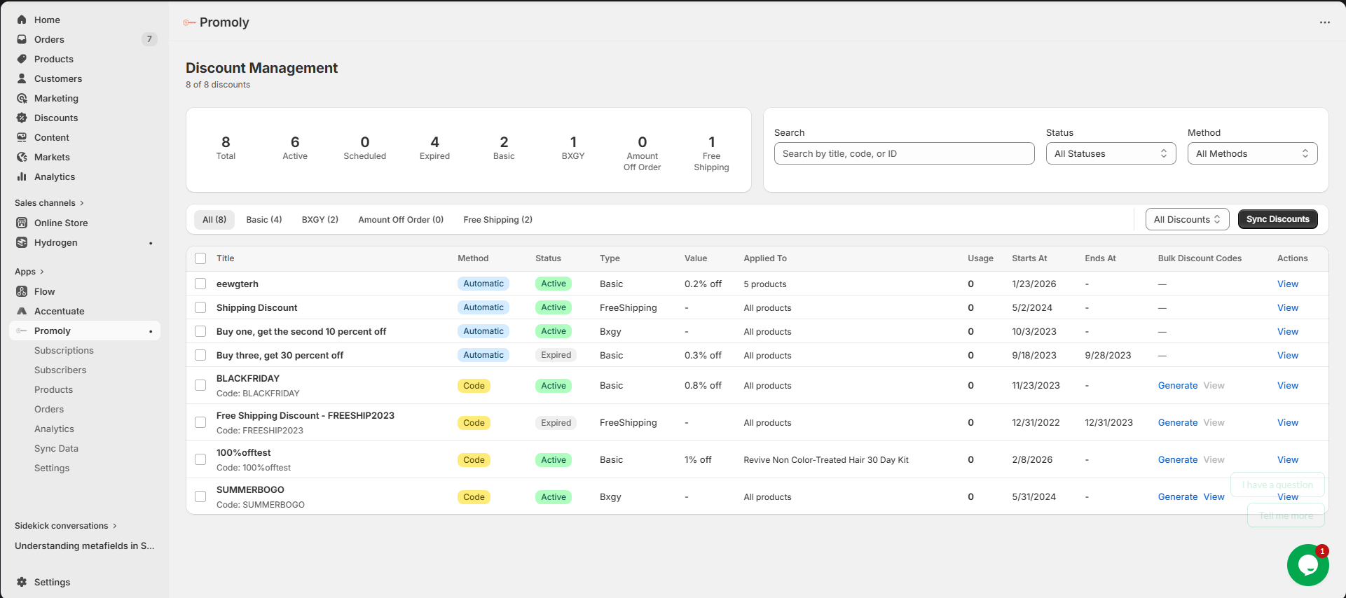Promofy app dashboard